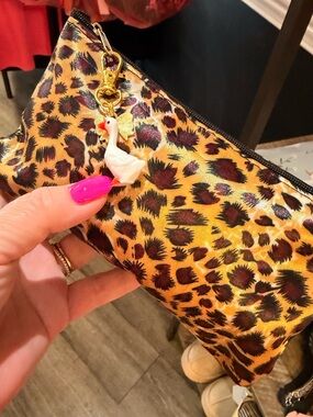 Leopard Print Makeup Bag | Cosmetic Pouch w/ Charm | Travel Organizer